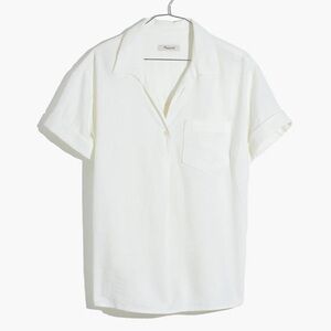 Madewell Top - White Linen-Blend Swenson Popover